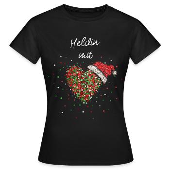 Heldin mit Herz Betreuung Weihnachtsgeschenk X-Mas - Frauen T-Shirt - Schwarz - Vorne - AI Model Female 172 dark (172cm)