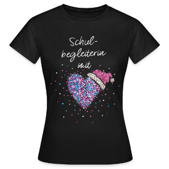 Schulbegleiterin mit Herz Weihnachten Wichteln - Frauen T-Shirt - Schwarz - Vorne - AI Model Female 172 dark (172cm)