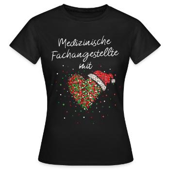 MFA mit viel Herz Weihnachtsparty Wichteln X-Mas - Frauen T-Shirt - Schwarz - Vorne - AI Model Female 172 dark (172cm)