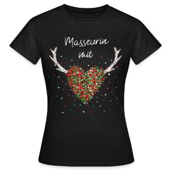 Masseurin mit Herz Physiotheraphie Wichtelgeschenk - Frauen T-Shirt - Schwarz - Vorne - AI Model Female 172 dark (172cm)