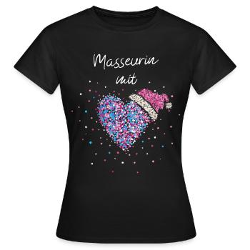 Masseurin mit Herz Weihnachtsfeier Wichtelgeschenk - Frauen T-Shirt - Schwarz - Vorne - AI Model Female 172 dark (172cm)