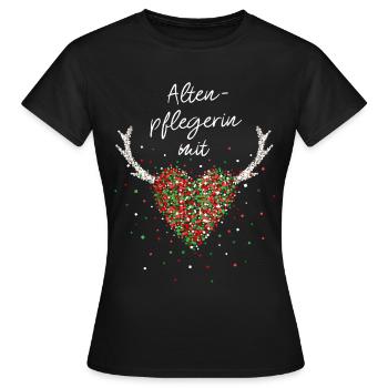 Altenpflegerin mit Herz Wichtelgeschenk Wichteln - Frauen T-Shirt - Schwarz - Vorne - AI Model Female 172 dark (172cm)