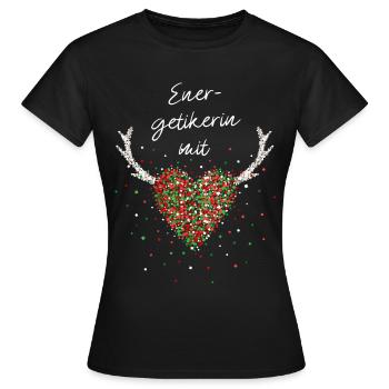 Energetikerin mit Herz Weihnachtsfeier Wichteln - Frauen T-Shirt - Schwarz - Vorne - AI Model Female 172 dark (172cm)