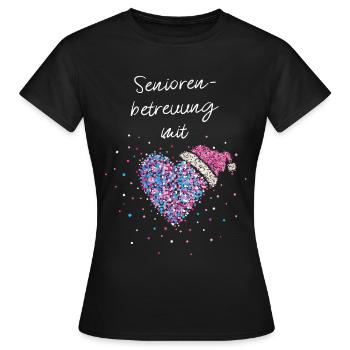 Seniorenbetreuung Mit Herz Wichteln Weihnachtszeit - Frauen T-Shirt - Schwarz - Vorne - AI Model Female 172 dark (172cm)