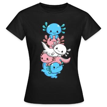 Subtil Transgender Pride Flag Kawaii Axolotl LGBTQ - T-shirt Femme - noir - Devant - AI Model Female 172 dark (172cm)