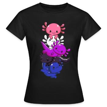 Subtle Genderfluid Flag Kawaii Axolotl LGBTQ - Women's T-Shirt - black - Front - AI Model Female 172 dark (172cm)