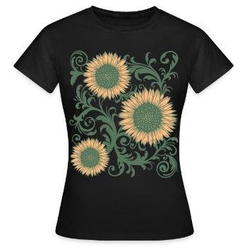 Baroque Aesthetic Sunflower Pattern Dark Academia - Women's T-Shirt - black - Front - AI Model Female 172 dark (172cm)