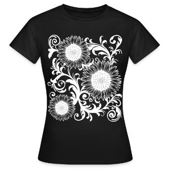 Baroque Aesthetic Sunflower Pattern Dark Academia - Women's T-Shirt - black - Front - AI Model Female 172 dark (172cm)