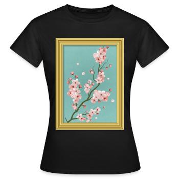 Baroque Aesthetic Japanese Cherry Blossom - Women's T-Shirt - black - Front - AI Model Female 172 dark (172cm)