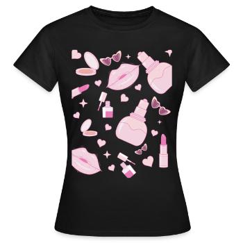 Coquette Esthétique Rose Motif Centre-ville Esthétique - T-shirt Femme - noir - Devant - AI Model Female 172 dark (172cm)