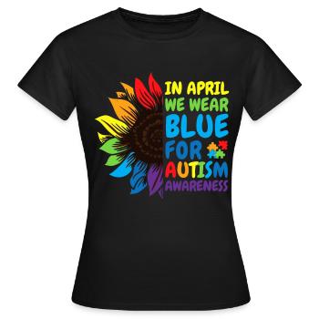 Tournesol de sensibilisation à l’autisme - T-shirt Femme - noir - Devant - AI Model Female 172 dark (172cm)