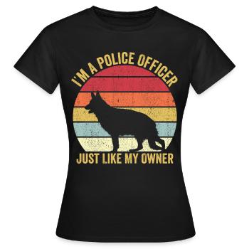 Policier Chien Police Vintage - T-shirt Femme - noir - Devant - AI Model Female 172 dark (172cm)