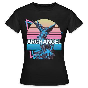 Archange Michel Saint Michel Rétro - T-shirt Femme - noir - Devant - AI Model Female 172 dark (172cm)