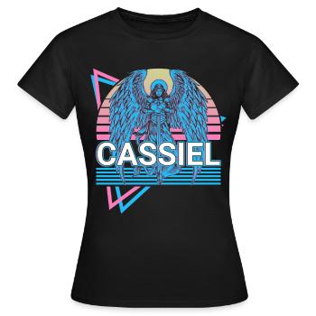 Cassiel Erzengel Retro - Frauen T-Shirt - Schwarz - Vorne - AI Model Female 172 dark (172cm)