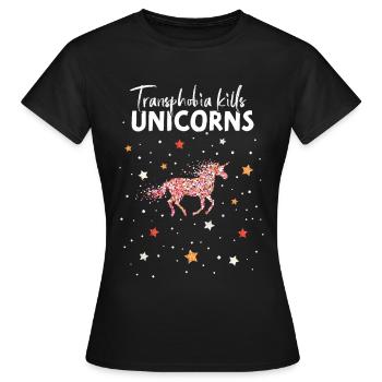 Lesbienne Lesbienne Licorne Gay Licorne Transphobie Homo - T-shirt Femme - noir - Devant - AI Model Female 172 dark (172cm)