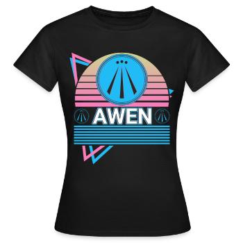 Awen Druide Paganisme Celtique Wiccan Rétro - T-shirt Femme - noir - Devant - AI Model Female 172 dark (172cm)