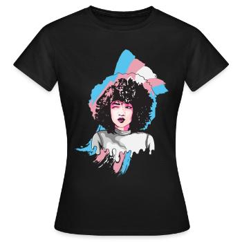 Afro Girl Transgender Flag Black History M - T-shirt Femme - noir - Devant - AI Model Female 172 dark (172cm)