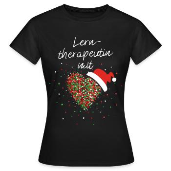 Lerntherapeutin mit Herz Weihnachtsmütze Xmas - Frauen T-Shirt - Schwarz - Vorne - AI Model Female 172 dark (172cm)