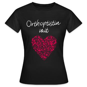 Orthoptistin mit Herz Augenärztin Augenarztpraxis - Frauen T-Shirt - Schwarz - Vorne - AI Model Female 172 dark (172cm)