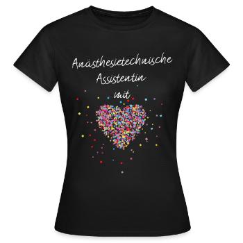 Anästhesietechnische Assistentin mit Herz - Frauen T-Shirt - Schwarz - Vorne - AI Model Female 172 dark (172cm)