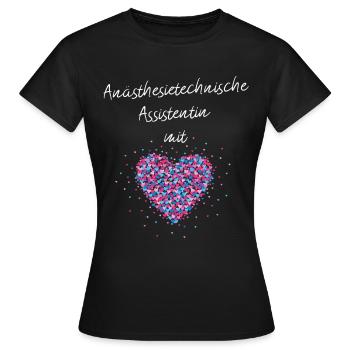 Anästhesietechnische Assistentin mit Herz ATA - Frauen T-Shirt - Schwarz - Vorne - AI Model Female 172 dark (172cm)