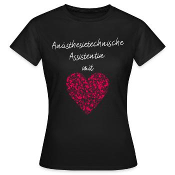 Anästhesietechnische Assistentin mit Herz Narkose - Frauen T-Shirt - Schwarz - Vorne - AI Model Female 172 dark (172cm)