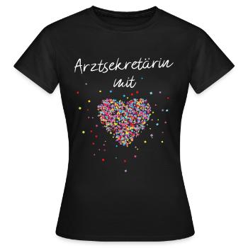 Arztsekretärin mit Herz Arzthelferin Arztpraxis - Frauen T-Shirt - Schwarz - Vorne - AI Model Female 172 dark (172cm)