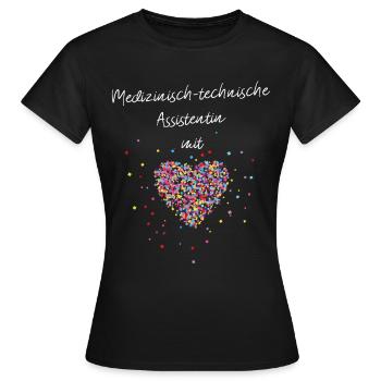 Medizinisch Technische Assistentin mit Herz MTA - Frauen T-Shirt - Schwarz - Vorne - AI Model Female 172 dark (172cm)