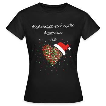 MTA mit Herz Nikolausmütze Weihnachtsmotiv Xmas - Frauen T-Shirt - Schwarz - Vorne - AI Model Female 172 dark (172cm)