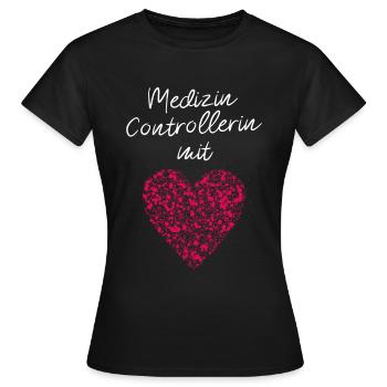 Medizincontrollerin mit Herz Verwaltung Management - Frauen T-Shirt - Schwarz - Vorne - AI Model Female 172 dark (172cm)