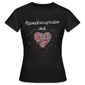 Atemtherapeutin mit Herz Atemberaterin Therapie - Frauen T-Shirt - Schwarz - Vorne - AI Model Female 172 dark (172cm)