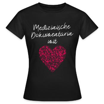Medizinische Dokumentarin mit Herz Klinik Medizin - Frauen T-Shirt - Schwarz - Vorne - AI Model Female 172 dark (172cm)