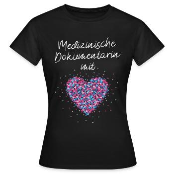 Medizinische Dokumentarin mit Herz Krankenhaus - Frauen T-Shirt - Schwarz - Vorne - AI Model Female 172 dark (172cm)
