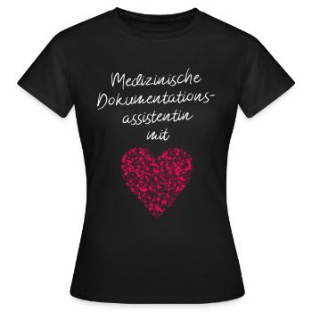 Dokumentationsassistentin mit Herz Pharmazie - Frauen T-Shirt - Schwarz - Vorne - AI Model Female 172 dark (172cm)