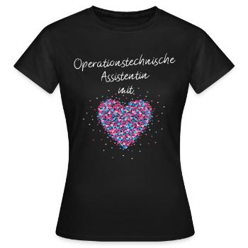 Operationstechnische Assistentin mit Herz Klinik - Frauen T-Shirt - Schwarz - Vorne - AI Model Female 172 dark (172cm)