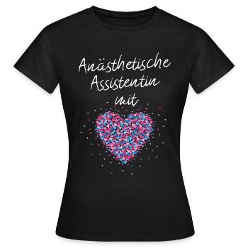 Anästhetische Assistentin mit Herz Anästhesie - Frauen T-Shirt - Schwarz - Vorne - AI Model Female 172 dark (172cm)