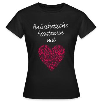 Anästhetische Assistentin mit Herz Operation - Frauen T-Shirt - Schwarz - Vorne - AI Model Female 172 dark (172cm)