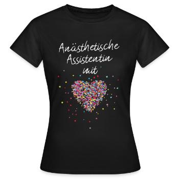 Anästhetische Assistentin mit Herz ATA Narkose - Frauen T-Shirt - Schwarz - Vorne - AI Model Female 172 dark (172cm)
