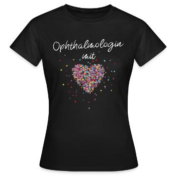 Opthalmologin mit Herz Ophthalmologie Augen - Frauen T-Shirt - Schwarz - Vorne - AI Model Female 172 dark (172cm)