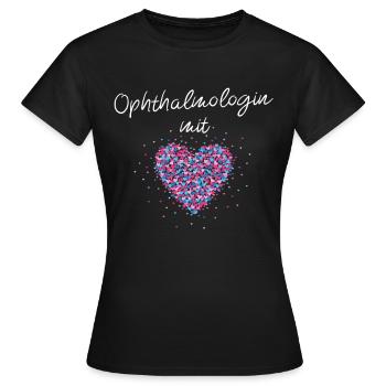 Opthalmologin mit Herz Augenärztin Fachärztin - Frauen T-Shirt - Schwarz - Vorne - AI Model Female 172 dark (172cm)