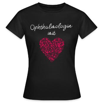 Opthalmologin mit Herz Augenärztin Augenoptikerin - Frauen T-Shirt - Schwarz - Vorne - AI Model Female 172 dark (172cm)