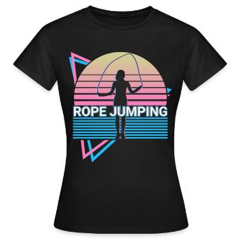Jumping rope Jumping Rope Fitness Retro - Women's T-Shirt - black - Front - AI Model Female 172 dark (172cm)