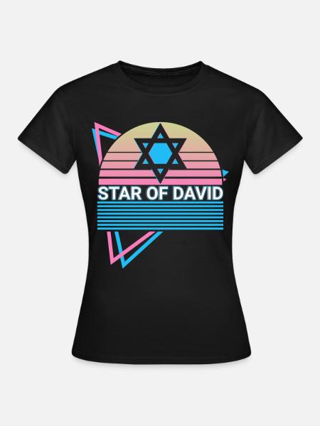 Davidstern Jüdisch Retro - Frauen T-Shirt - Schwarz