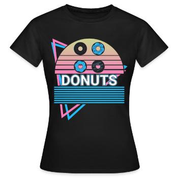 Donuts Retro Donut - Frauen T-Shirt - Schwarz - Vorne - AI Model Female 172 dark (172cm)