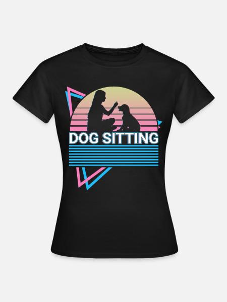 Hundesitting Retro Trainer - Frauen T-Shirt - Schwarz