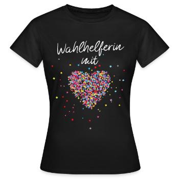 Wahlhelferin mit Herz Wahlvorstand Bundestagswahl - Frauen T-Shirt - Schwarz - Vorne - AI Model Female 172 dark (172cm)