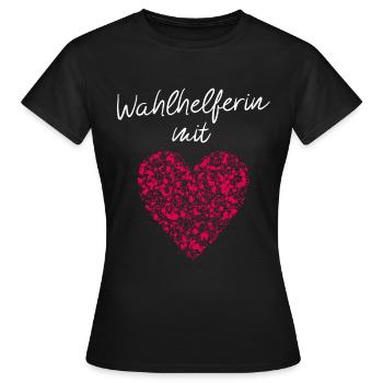 Wahlhelferin mit Herz Bundestagswahl Stimmzettel - Frauen T-Shirt - Schwarz - Vorne - AI Model Female 172 dark (172cm)