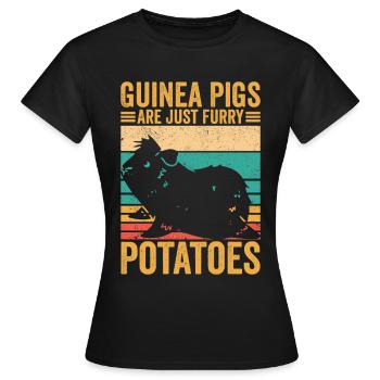 Lustige Meerschweinchen sind nur pelzige Kartoffel - Frauen T-Shirt - Schwarz - Vorne - AI Model Female 172 dark (172cm)