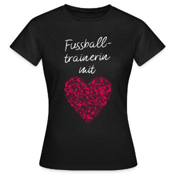 Fußballtrainerin mit Herz Fussballtrainerin - Frauen T-Shirt - Schwarz - Vorne - AI Model Female 172 dark (172cm)