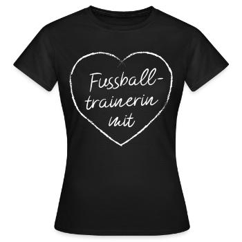 Fußballtrainerin mit Herz Trainerin Fussballspiel - Frauen T-Shirt - Schwarz - Vorne - AI Model Female 172 dark (172cm)